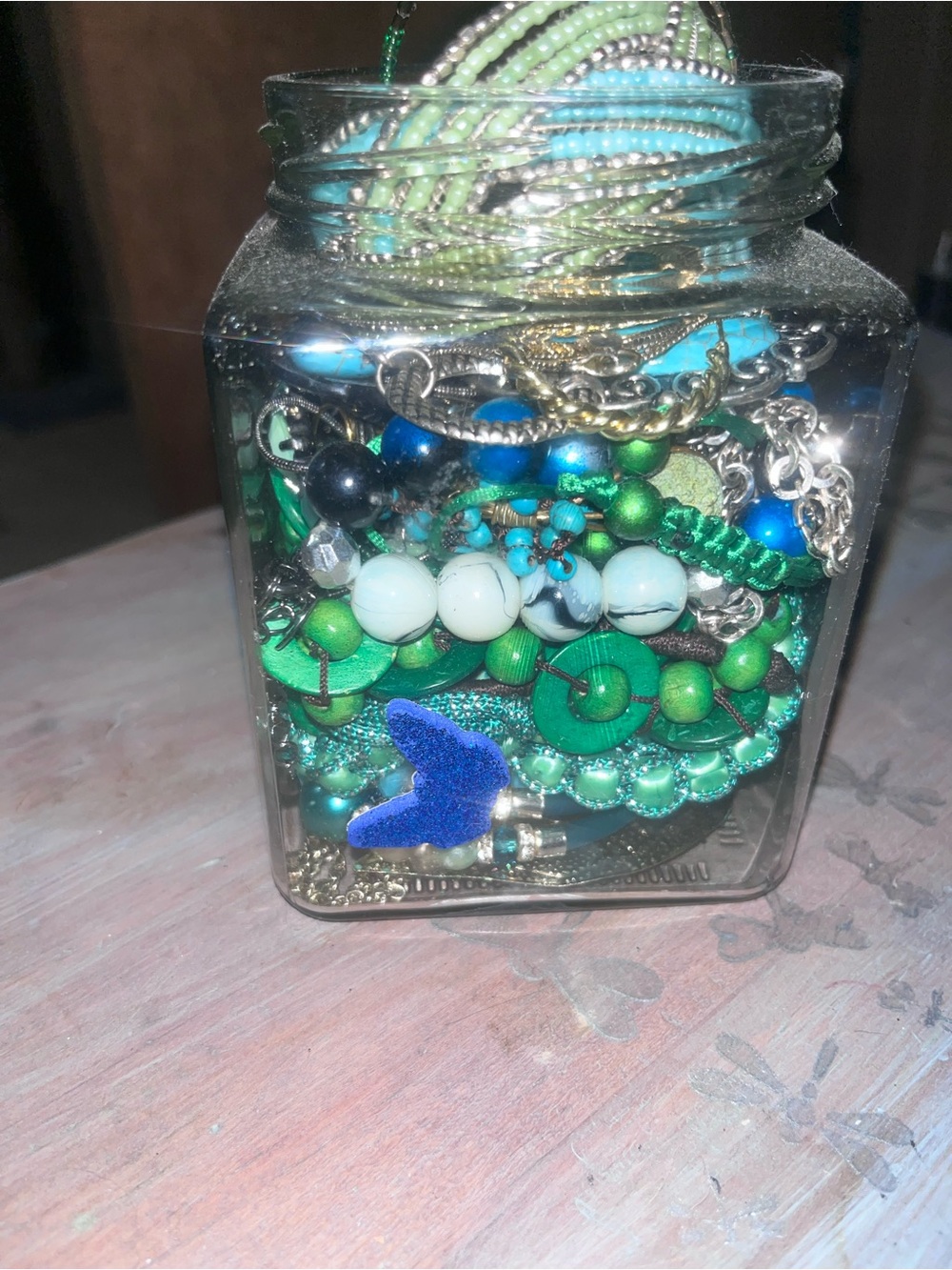 Mystery jar Assorted Green & Blue jewerly